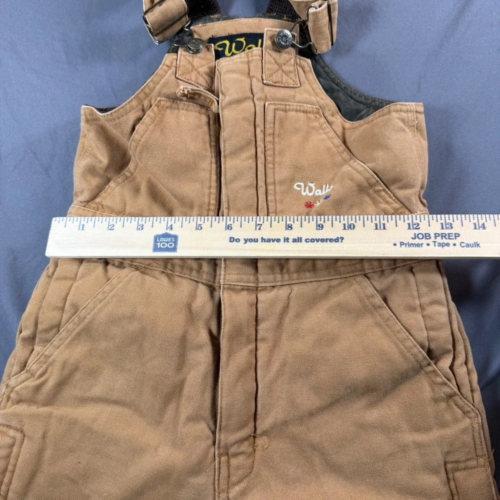 Walls Zero-Zone Youth Insulated Bib Overalls Brown Cotton Duck Z93620W Size 6 R